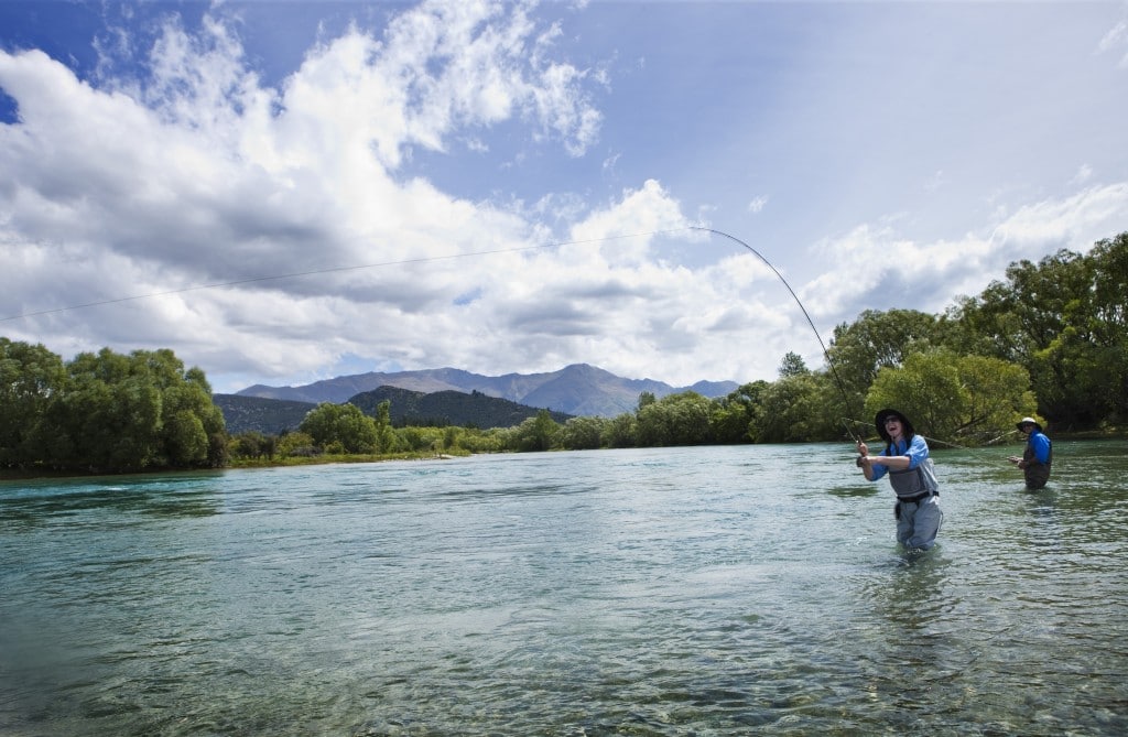 Fly fishing on the Clutha River, Wanaka