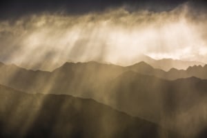 Sun rays over Southern Alps
